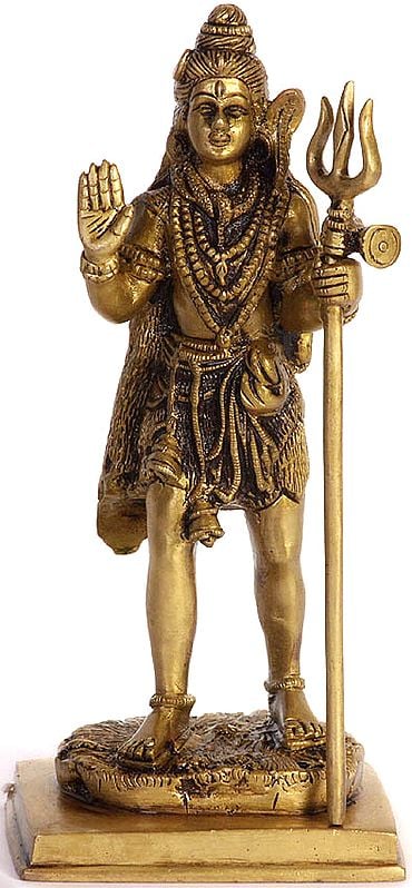 8" Standing Shiva Brass Sculpture | Handmade Brass Figurine | Made in India