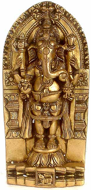 Standing Shri Ganesha with Carved Stele