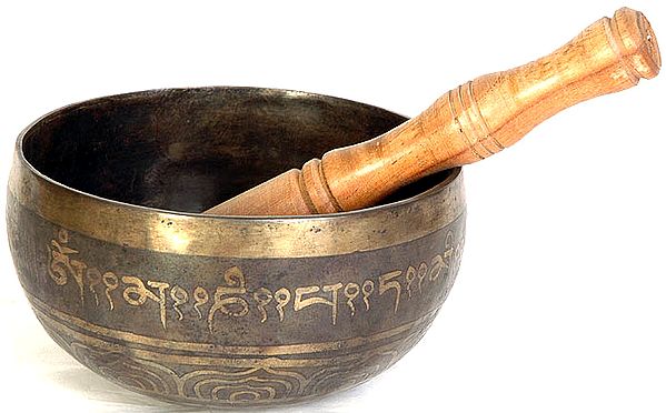 Svayambhunath Eyes Singing Bowl with the Syllable Om Mani Padme Hum