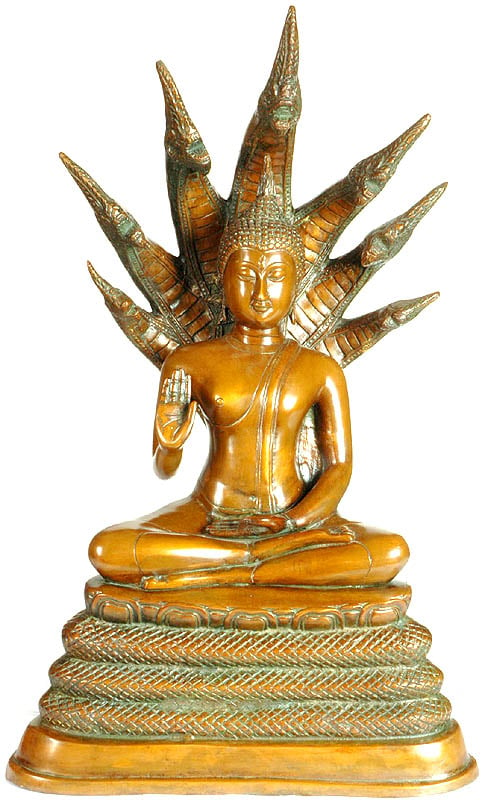 Thai Blessing Buddha Protected by Muchalinda Naga