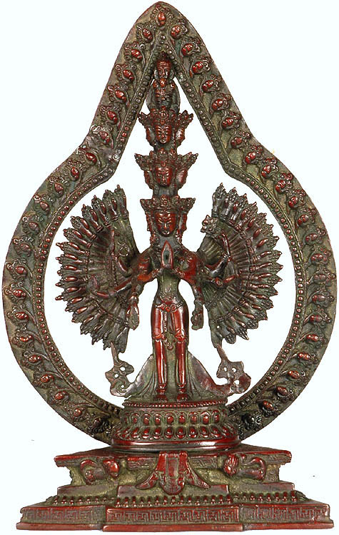 12" Thousand-Arms of Compassion in Brass | Handmade Buddhist Deity Statue | Made in India
