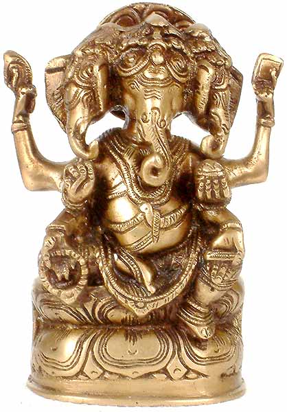 Three Headed Seated Ganesha