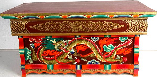 Tibetan Altar Desk with Auspicious Symbols