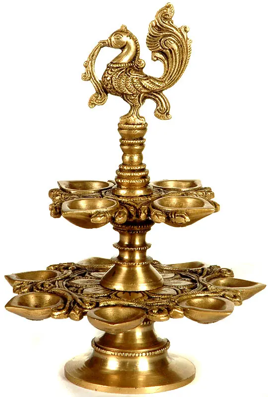 Two Layer Peacock Lamp