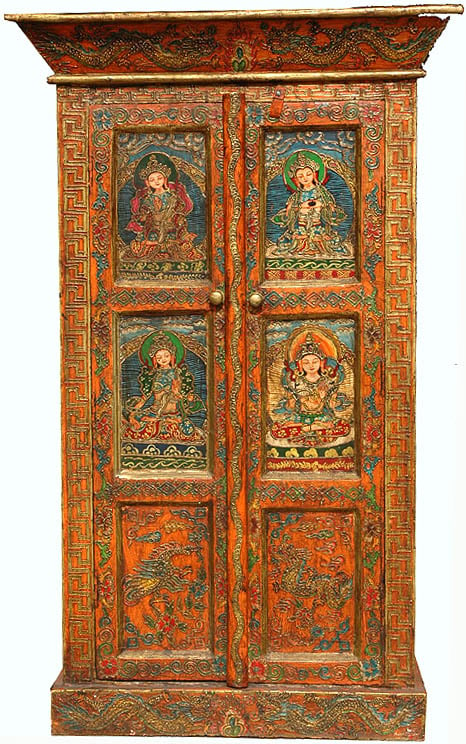 Wish-Fulfilling Wooden Cupboard with Figures of Taras and Dragons