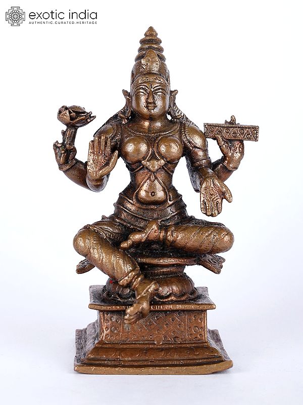 4" Small Blessing Goddess Lakshmi Copper Statue
