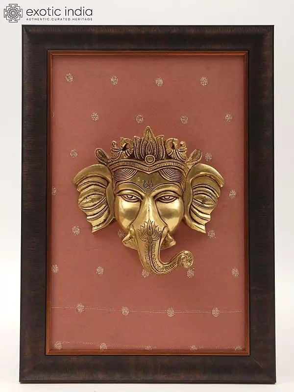 13" Lord Ganesha Brass Statue with Frame