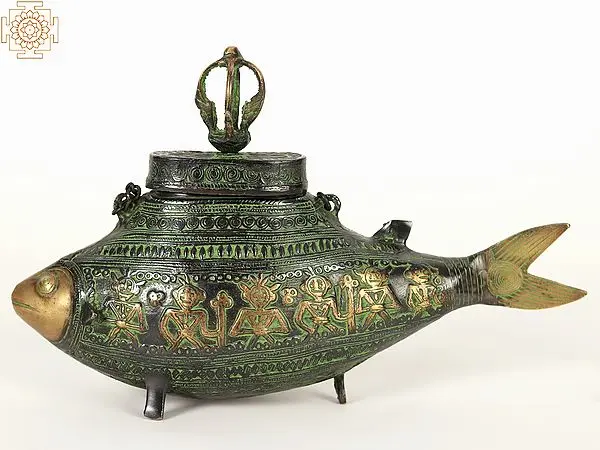 8" Fish Shape Decorative Box/Container in Brass