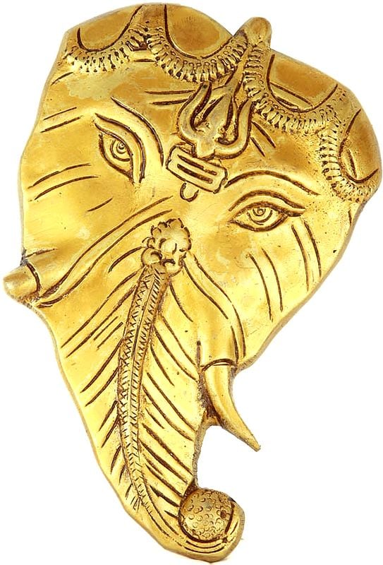 5" Pipal Leaf Ganesha Wall Hanging In Brass | Handmade | Made In India