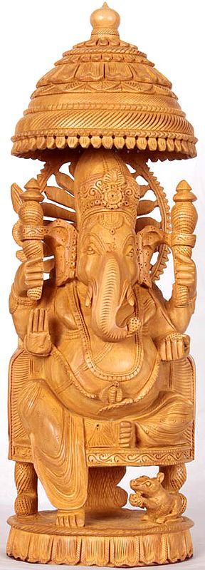 Enthroned Ganesha with Parasol