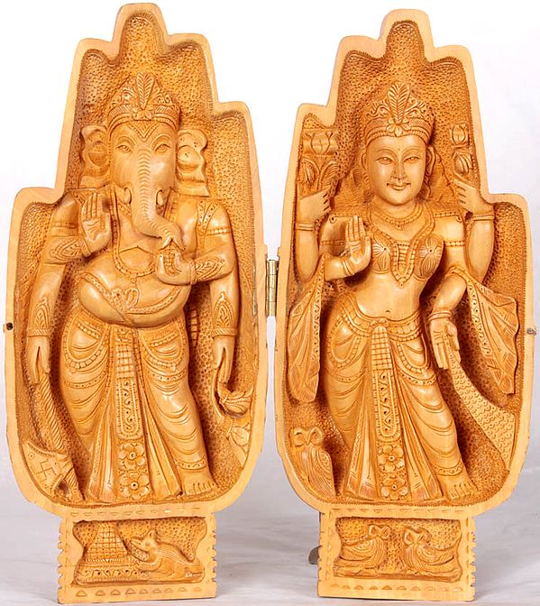 Goddess Lakshmi and Ganesha In Folding Hands