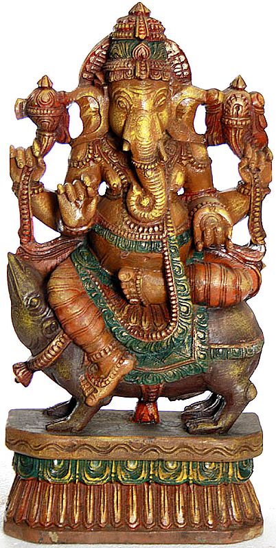Lord Ganesha Seated on His Mount Rat