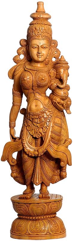 Goddess Parvati with Baby Ganesha