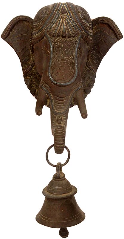 Lord Ganesha Wall Hanging Mask with Bell