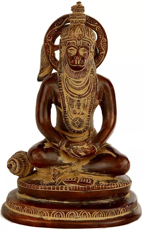 6" Lord Hanuman in Meditation In Brass | Handmade | Made In India