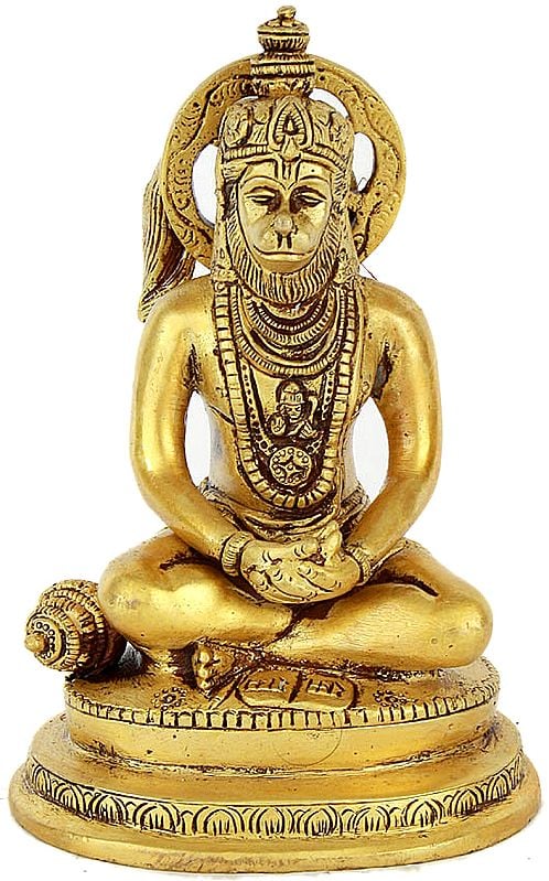 6" Lord Hanuman in Meditation In Brass | Handmade | Made In India