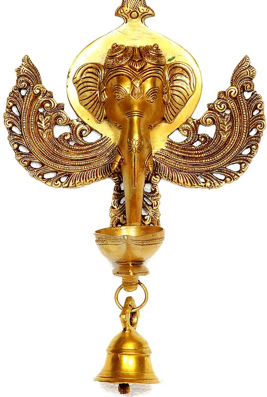Lord Ganesha Wall Hanging Lamp with Bell