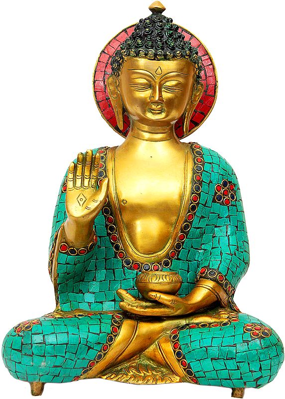 Seated Buddha in Abhaya Mudra