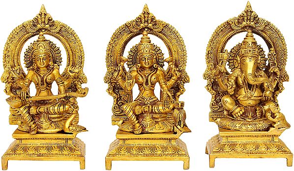The Great Triad of Saraswati, Lakshmi and Ganesha