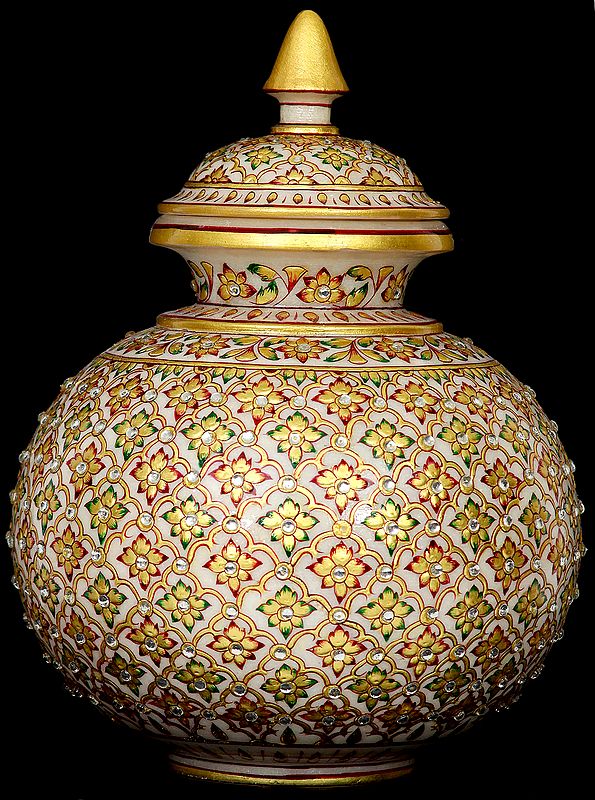 Purna Ghata (The Vase of Prosperity) Decorated with Floral Motif