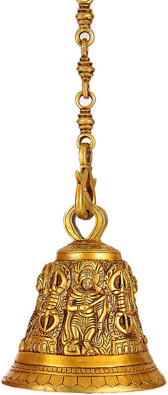 Buddhist Bell with Guardian Figures and Vajra