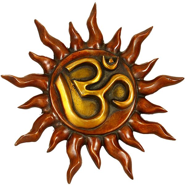 12" Om (AUM) Surya Wall Hanging Plate in Brass | Handmade | Made in India
