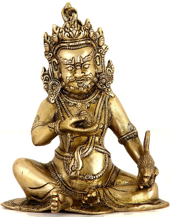 6" Tibetan Buddhist Deity Kubera Brass Statue | Handmade | Made in India