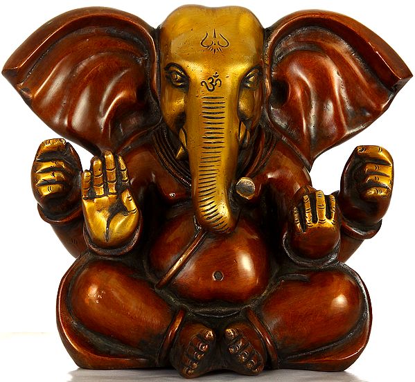 9" Baby Ganesha with Large Ears In Brass | Handmade | Made In India