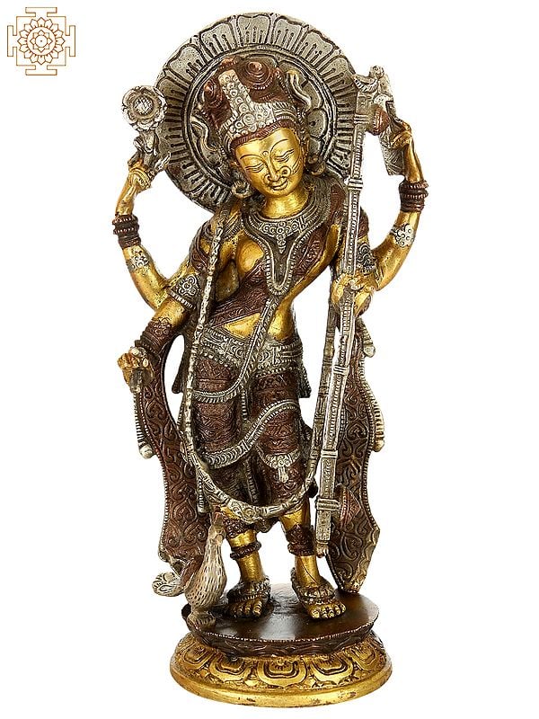 12" Goddess Saraswati In Tribhanga Pose In Brass | Handmade | Made In India