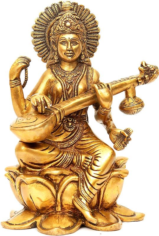 Goddess Saraswati Playing Veena