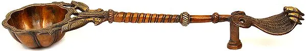 Sheshanaga Large Ritual Spoon with Peacock Pair