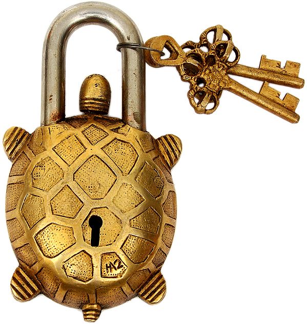 Tortoise Lock with Vajra Keys and Om Mani Padme Hum on Rear Side