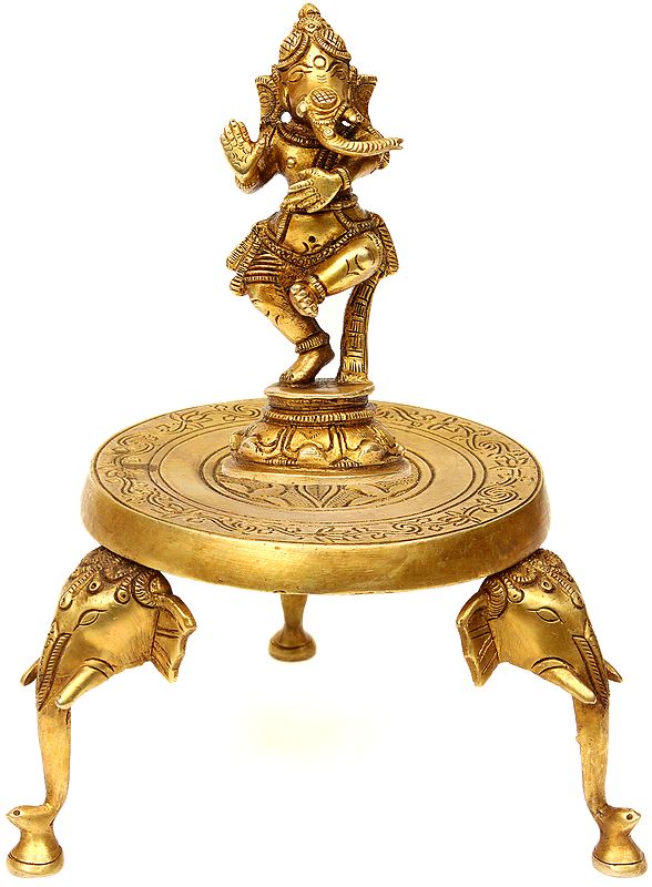 Lord Ganesha Dancing on Elephant Pedestal