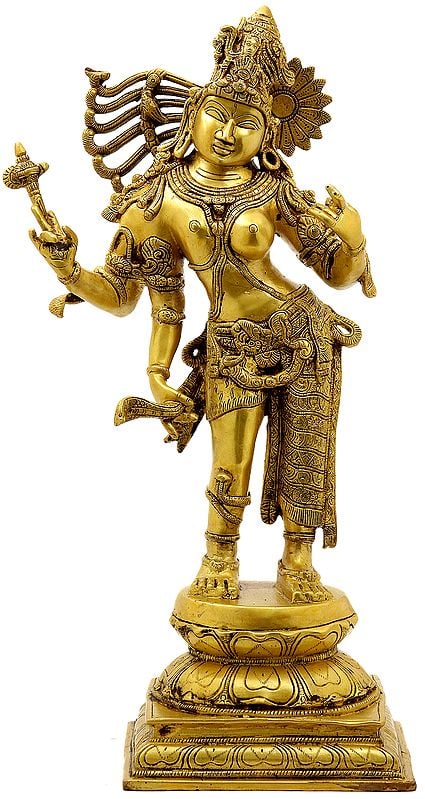 20" Ardha-Narishvara: Half Shiva, Half Shakti In Brass | Handmade | Made In India