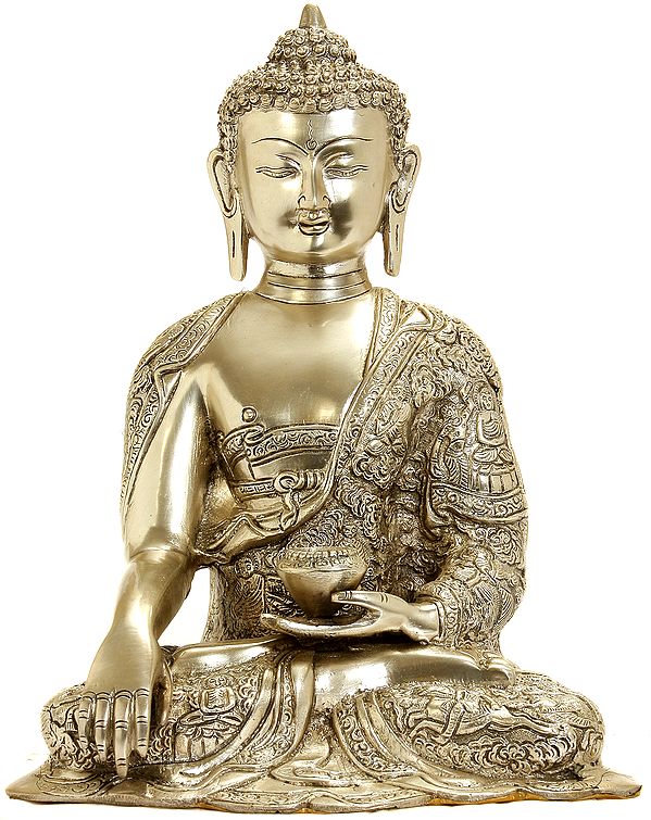 Tathagata Buddha Seated in Earth Witness Gesture (Robes Decorated with Scenes from the Life of Shakyamuni)