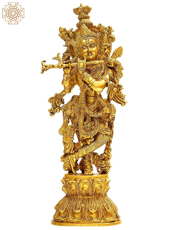18" Shri Krishna In Brass | Handmade | Made In India