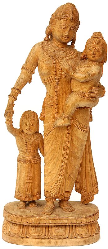 Mother Yashoda with Baby Krishna and Radha Ji