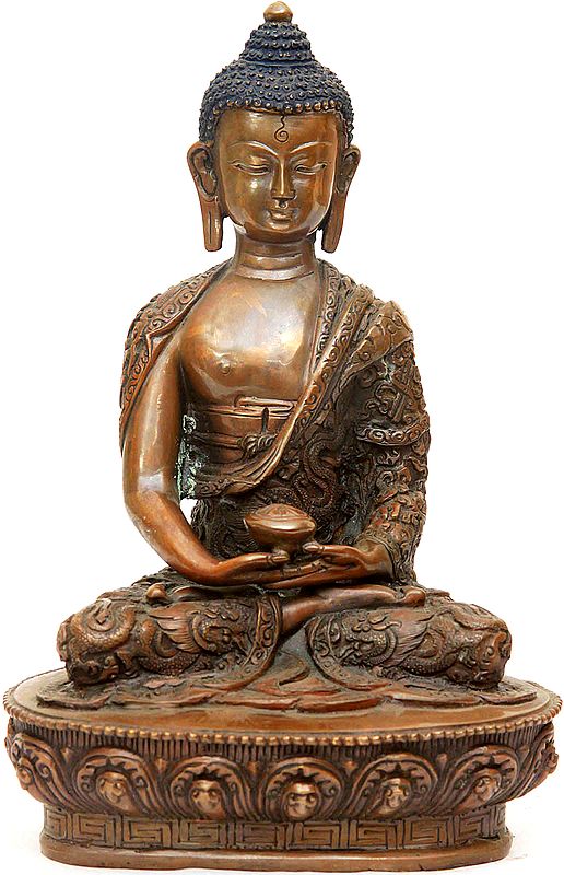 Seated Buddha in Dhyana Mudra (Robes Decorated with Auspicious Symbols and Dragons)