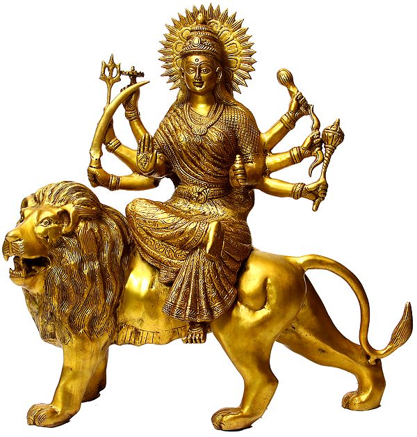 Goddess Durga Seated Her Vehicle Lion