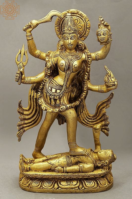 9" Goddess Kali and the Arrested Moment In Brass | Handmade | Made In India