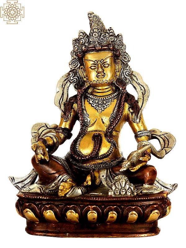 8" Tibetan Buddhist Kubera - God of Wealth In Brass | Handmade | Made In India