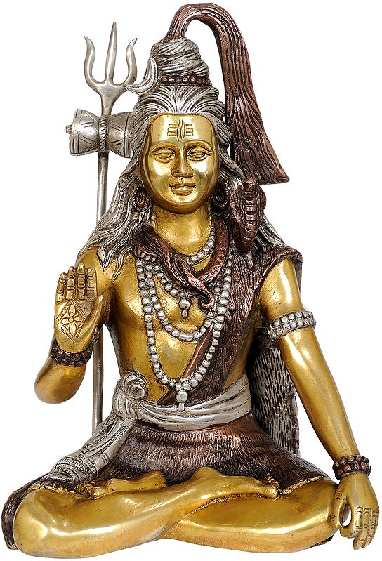 11" Lord Shiva Blessing His Devotees In Brass | Handmade | Made In India