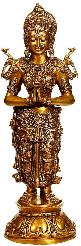 30" Large Size Namaste Lady in Brass | Handmade | Made in India