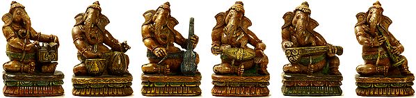 Set of Six Musical Ganeshas