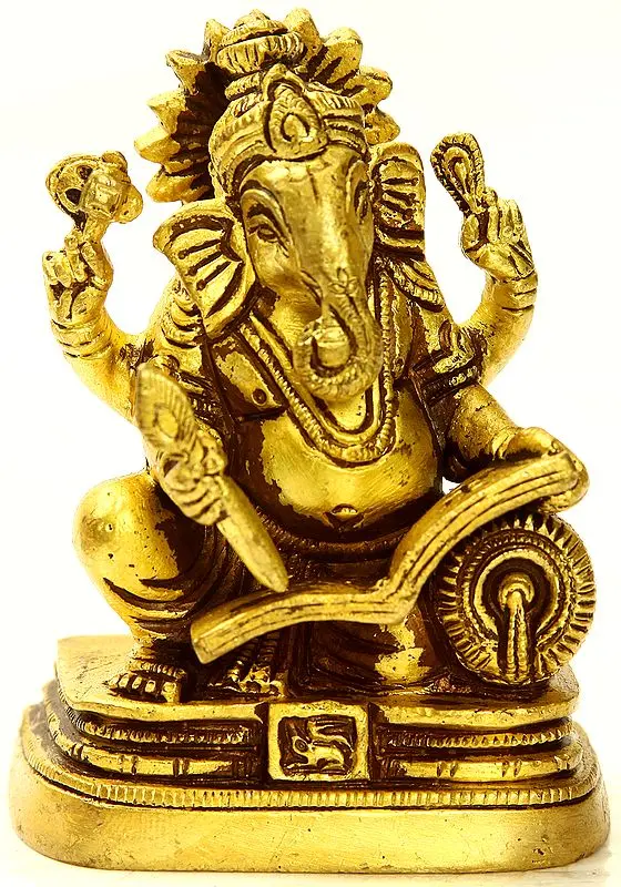 Shri Ganesha Scripting the Mahabharata (Small Sculpture)