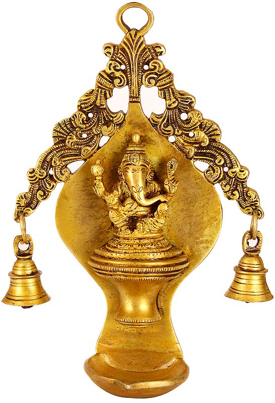 Lord Ganesha Hanging Lamp with Bells