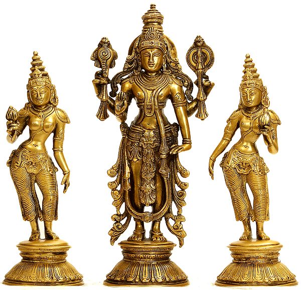 Vishnu with Shridevi and Bhudevi