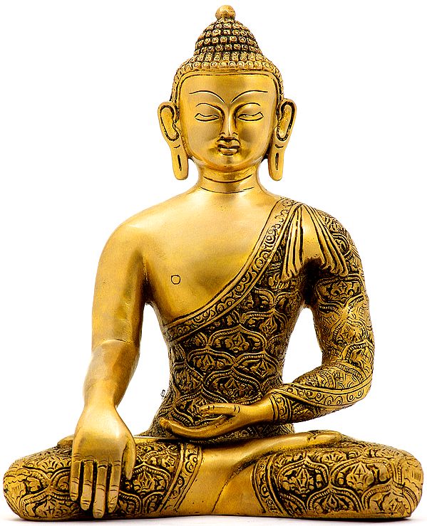 Lord Buddha in Bhumisparsha Mudra (Robes Decorated with Dorje)