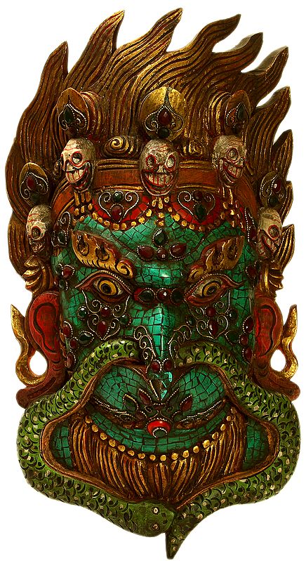 Garuda Wall Hanging Mask Embedded with Gemstones