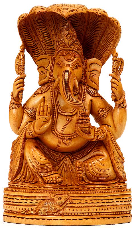 Four-Armed Seated Ganesha Protected by Snake-Hood